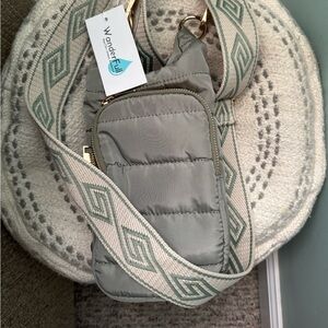 Wanderfull Sage Crossbody Bag with Patterned Strap